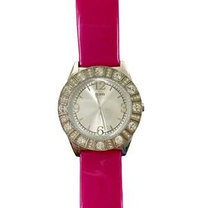 ladies GUESS magenta pink analog WATCH rhinestones G76038L